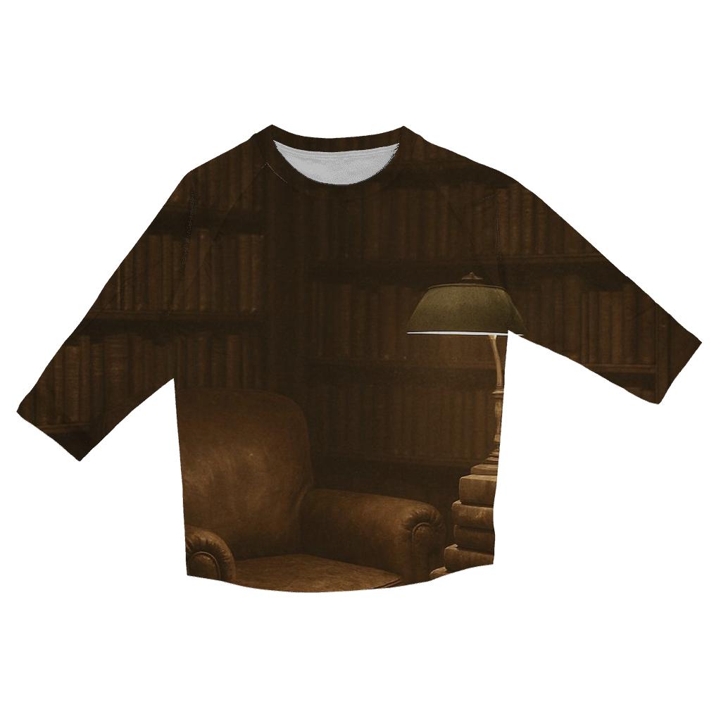 Vintage Library Reading Nook printed three quarter sleeve shirts