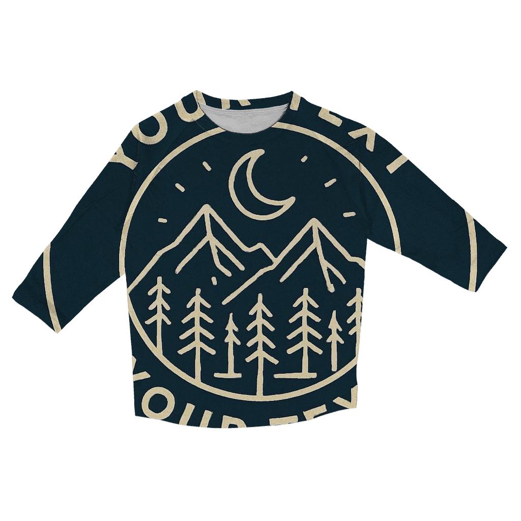 Midnight Mountain Monoline Badge trendy 3/4 sleeve tops