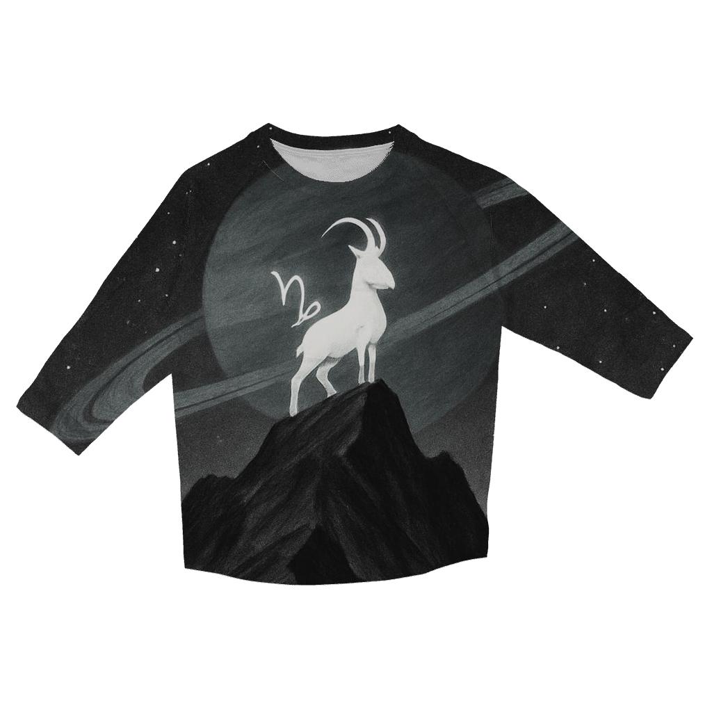 Capricorn Mountain Ringed Planet printed three quarter sleeve shirts