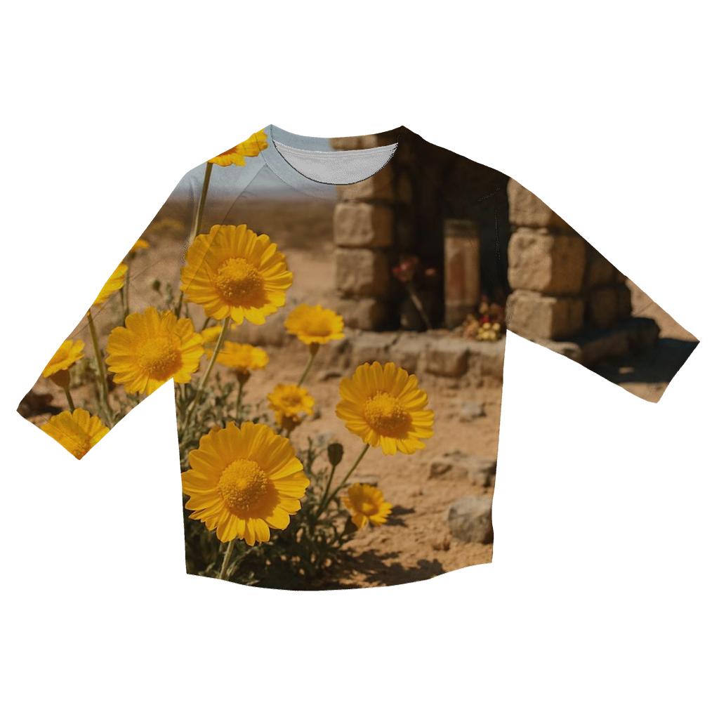 Desert Marigolds At Roadside Shrine trendy 3/4 sleeve tops