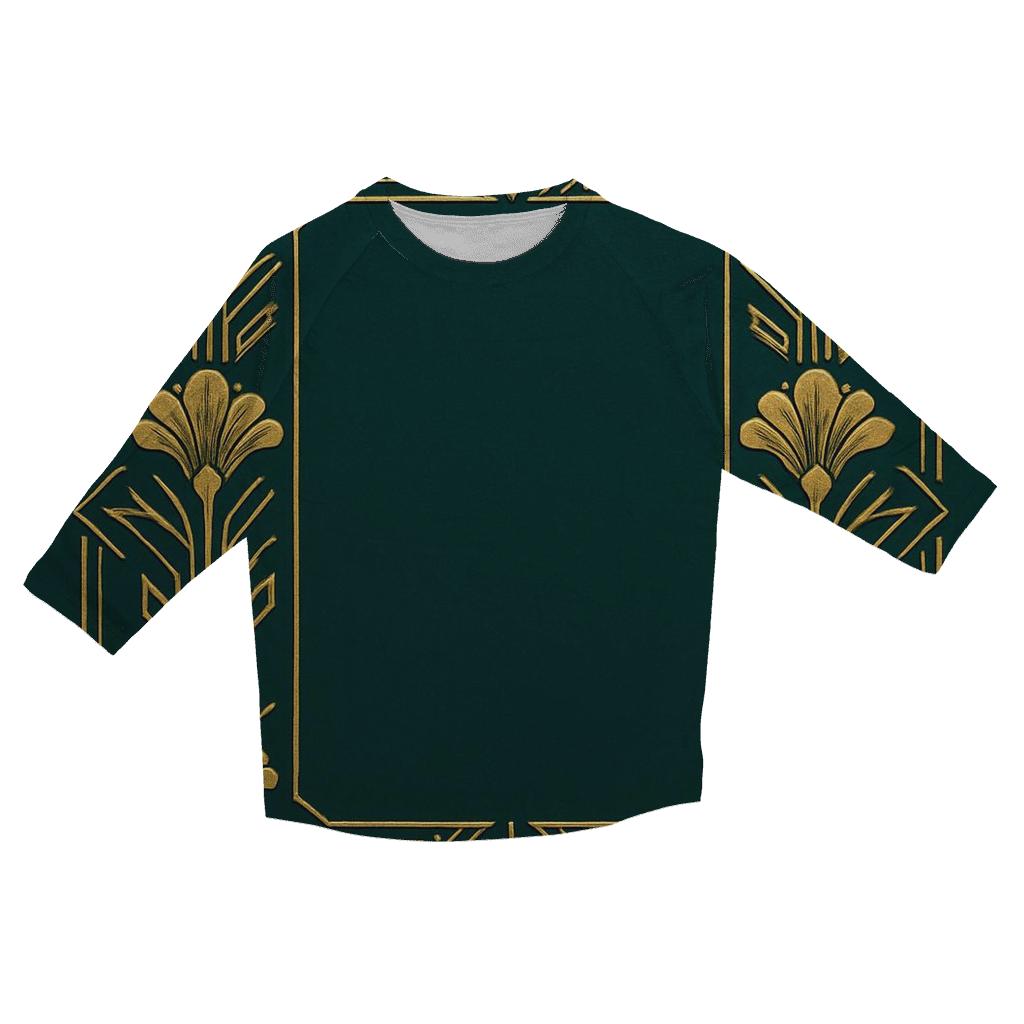 Floral Art Deco Frame trendy 3/4 sleeve tops