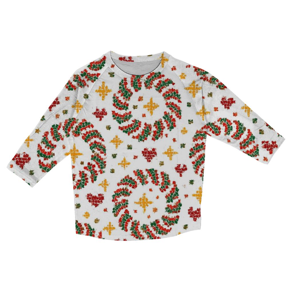 Candy Cane Carousel Circles Design printed three quarter sleeve shirts