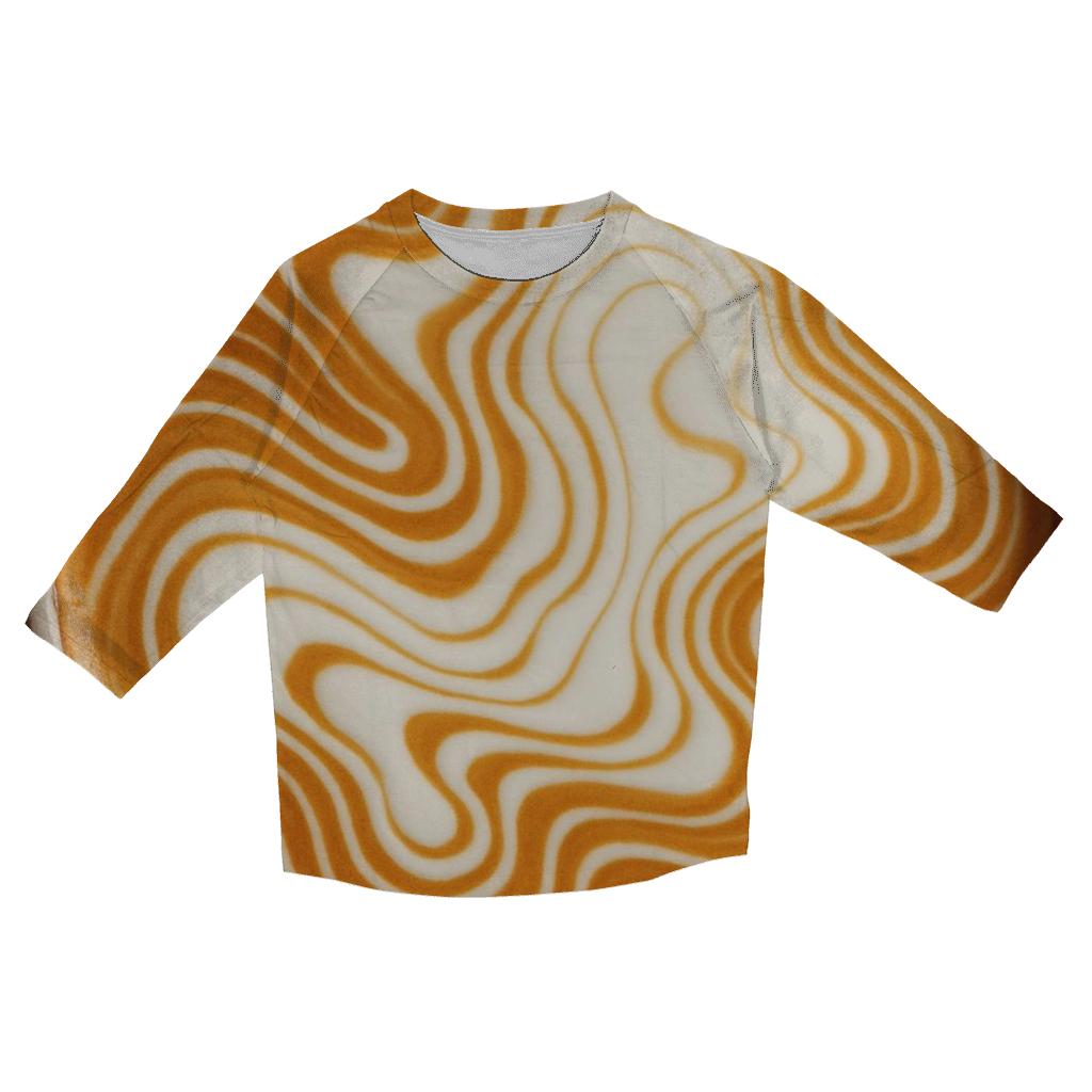 Latte Topography printed three quarter sleeve shirts