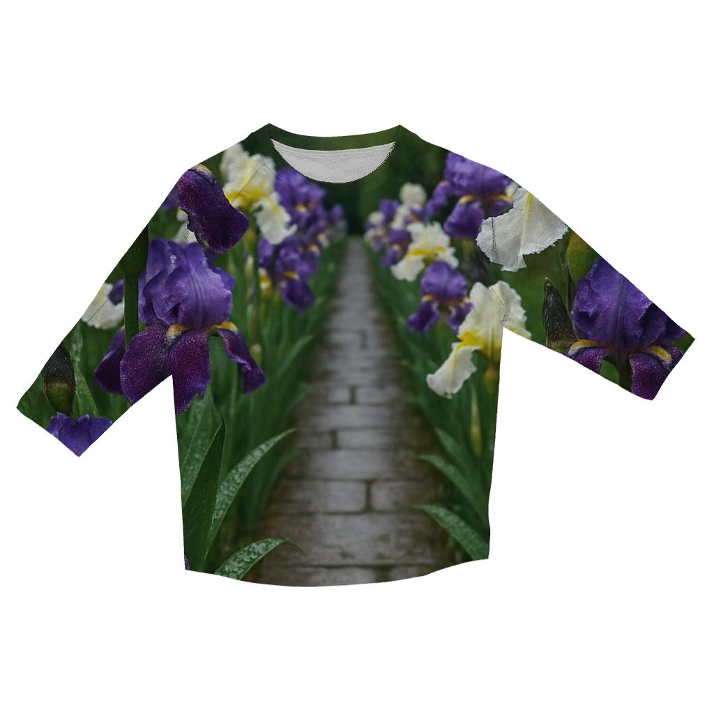 Iris Border Beside Rain Slicked Path trendy 3/4 sleeve tops