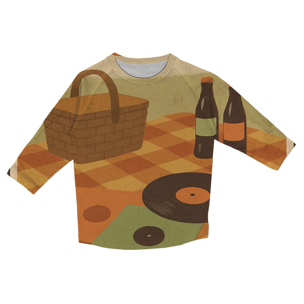 Seventies Summer Picnic Poster cotton quarter sleeve shirts