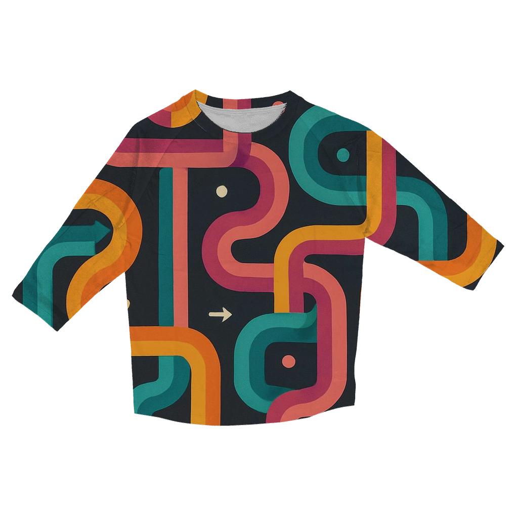 Psychedelic Rainbow Maze Paths stylish quarter sleeve tops