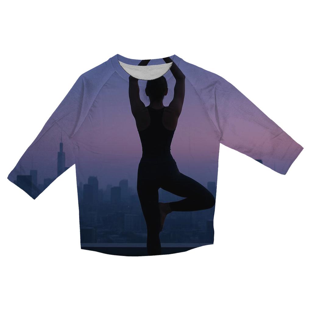 City Rooftop Yoga Flow printed three quarter sleeve shirts