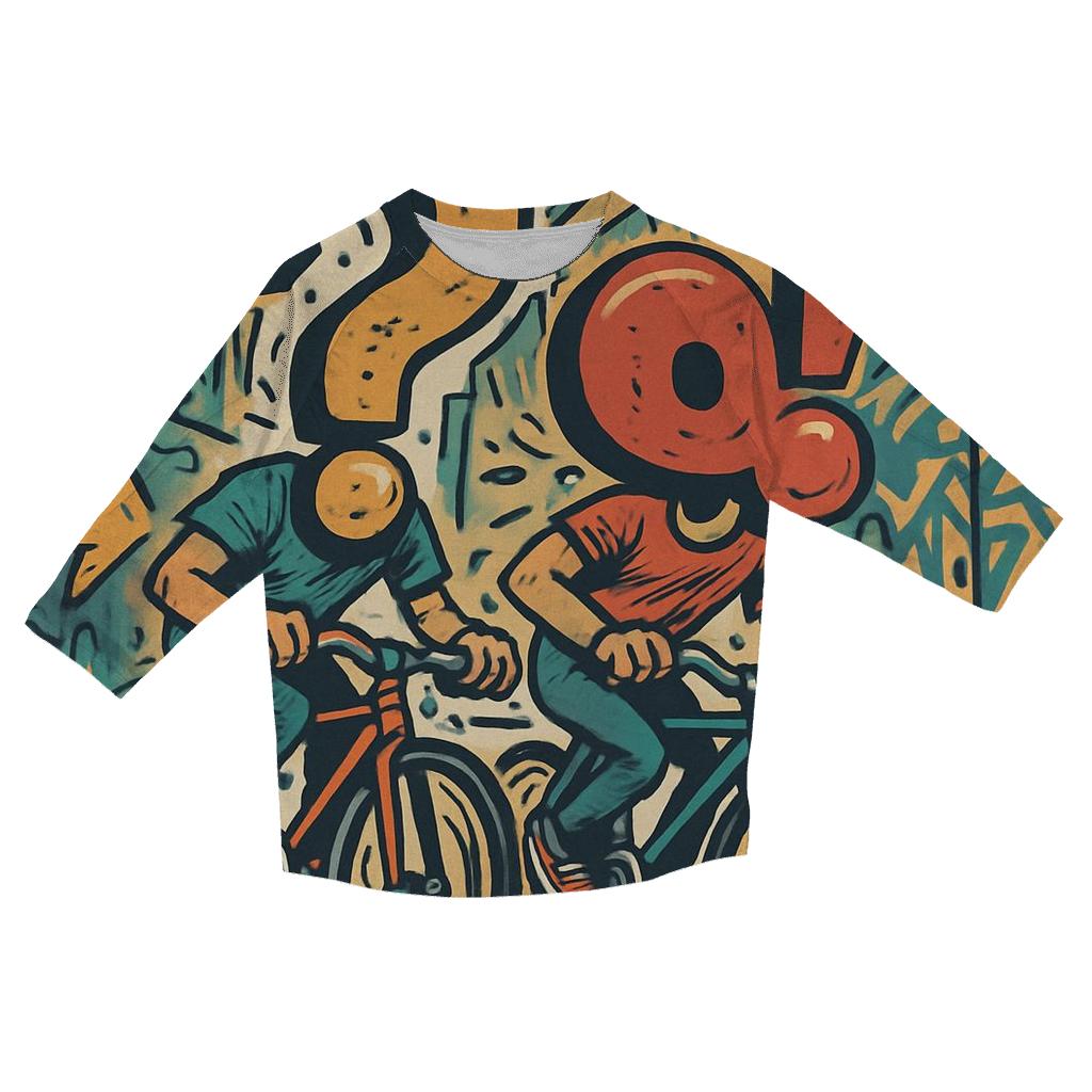 Balloon Headed Bicycle Chase trendy 3/4 sleeve tops