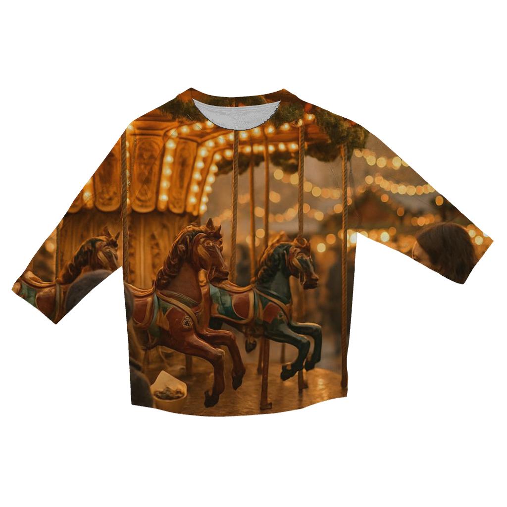 Christmas Market Carousel At Golden Hour designer 3/4 sleeve blouses