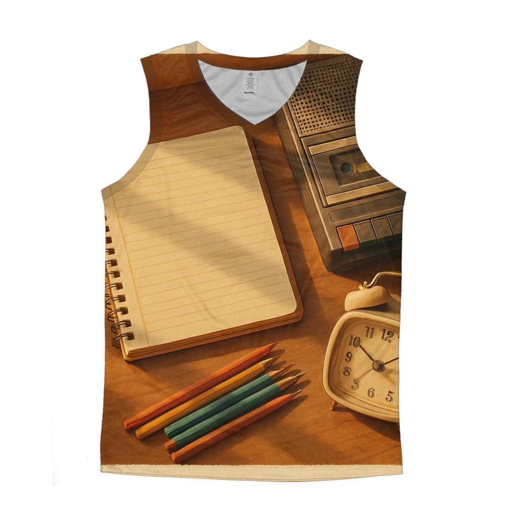 Vintage Homework Desk Study Scene trendy fitted tank tops