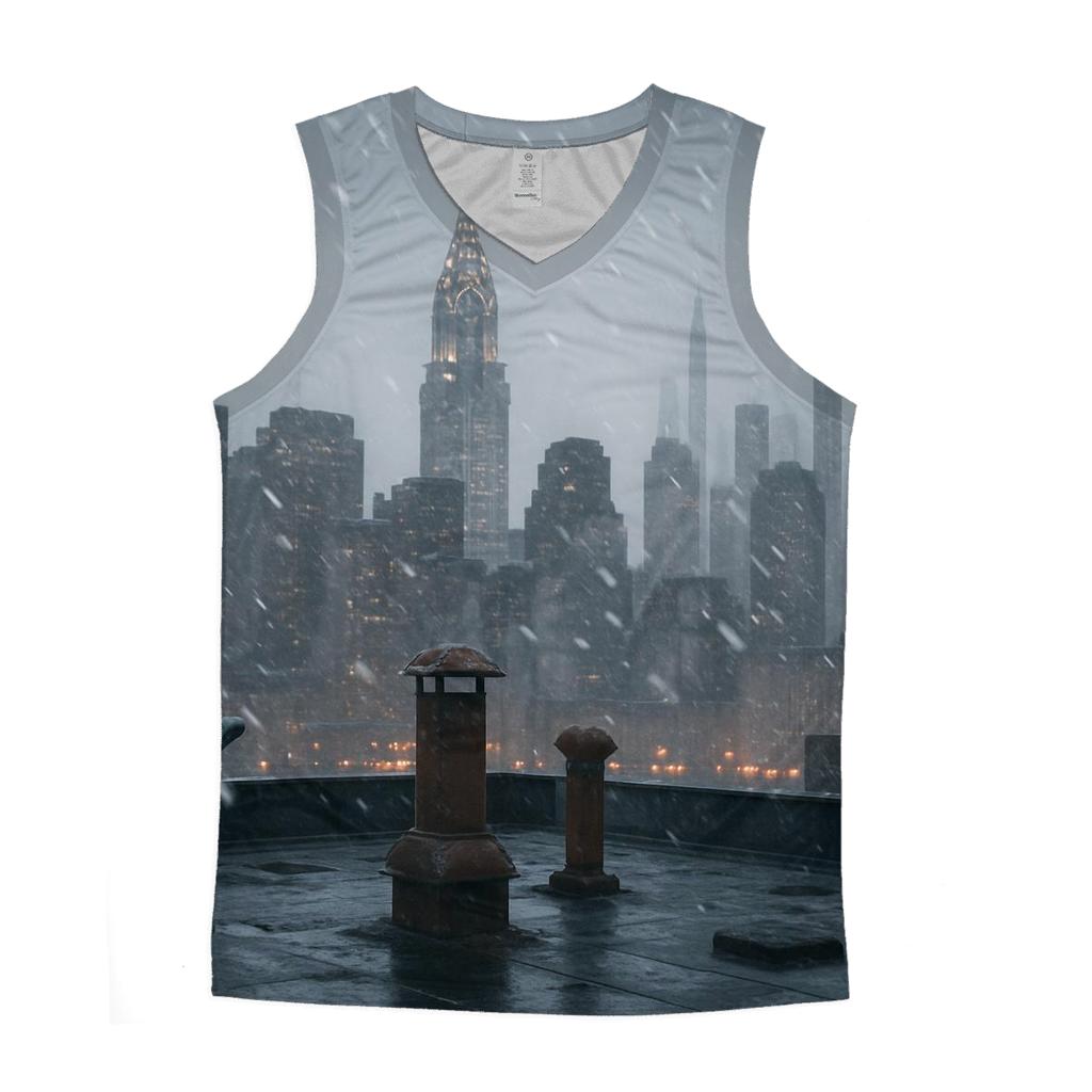 Snow Squall Over Midtown From Queens Rooftop cotton sleeveless tops
