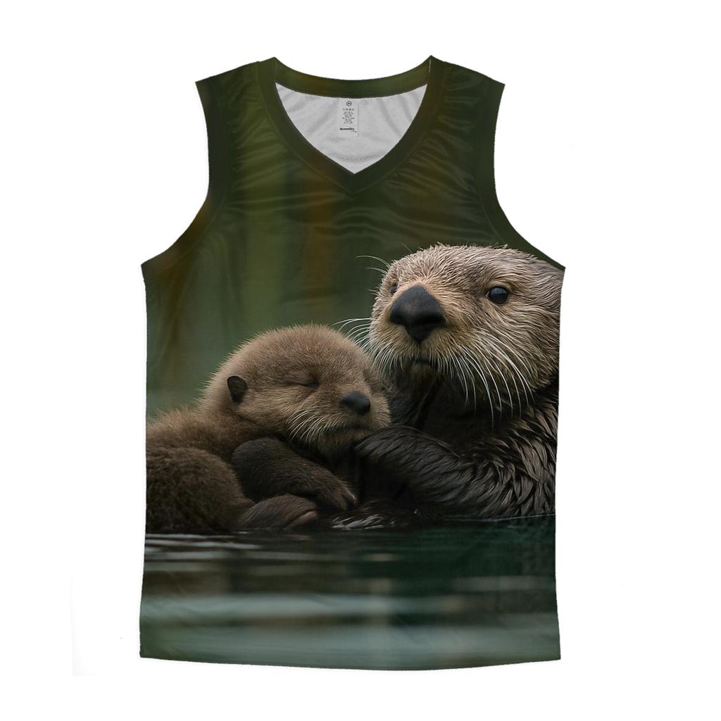 Kelp Forest Sea Otter Cradle graphic print tank tops