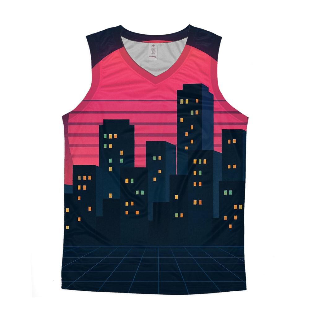 Midnight Synth Skyline casual summer tank tops
