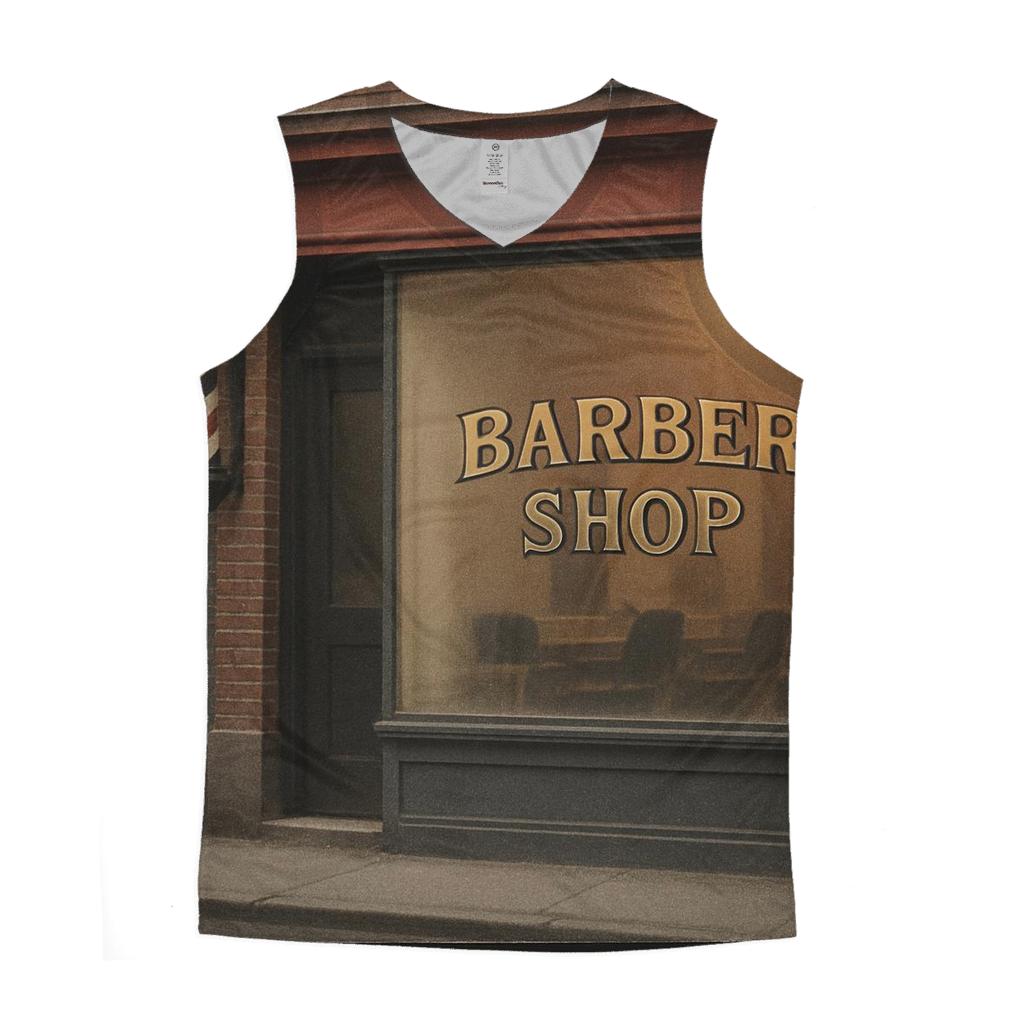 Classic Barbershop Window Front graphic print tank tops