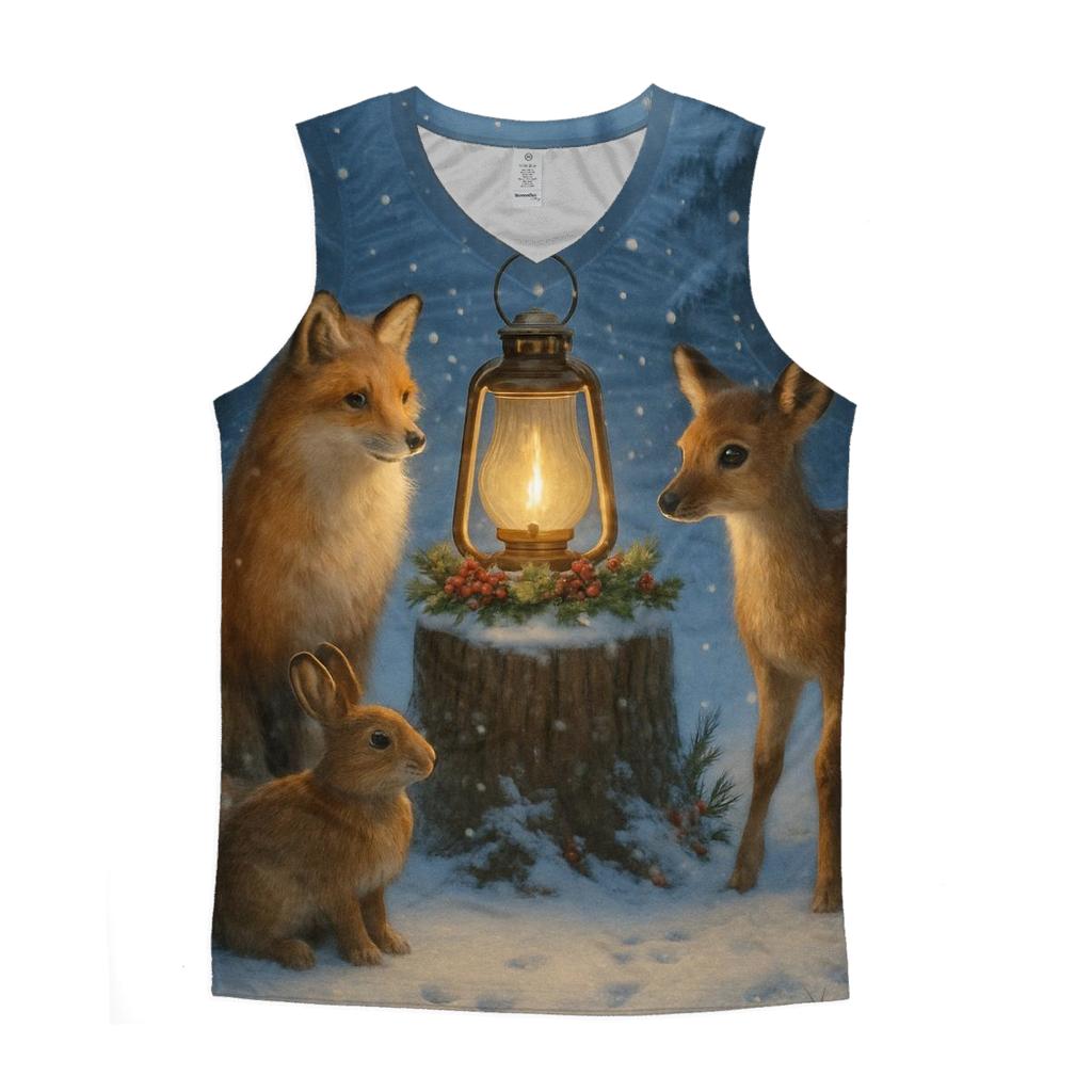 Woodland Animals Around The Christmas Lantern custom tank tops