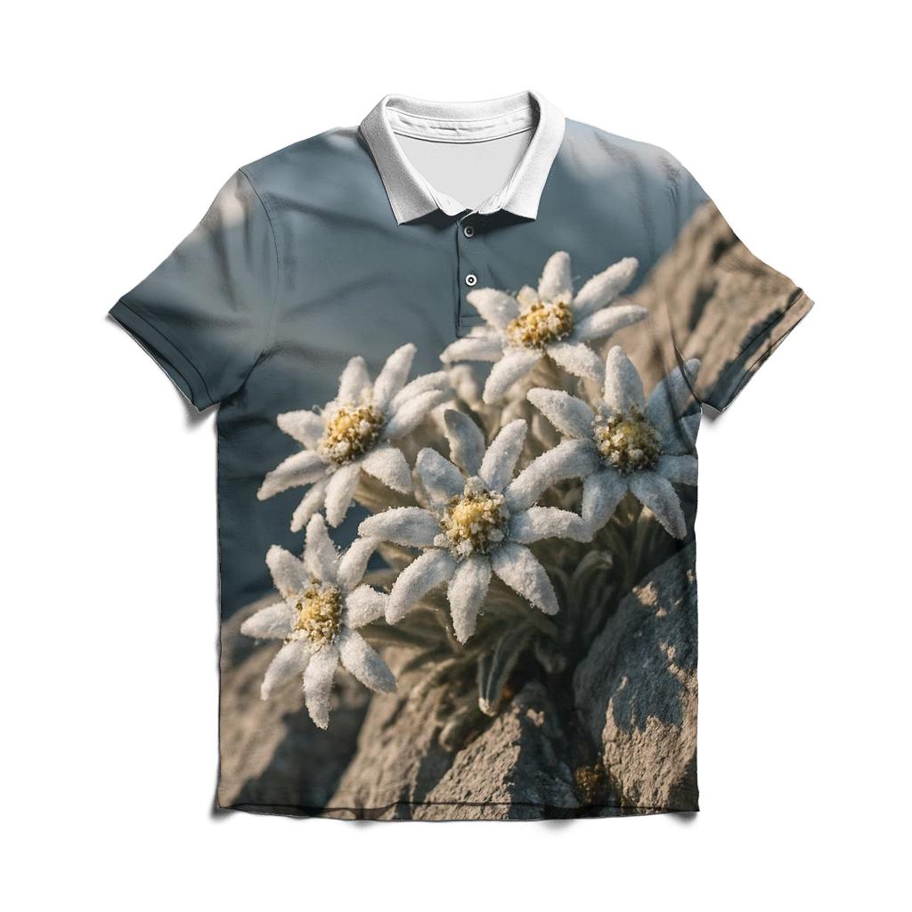 Alpine Edelweiss On Wind Carved Ridge stylish collar polo tees