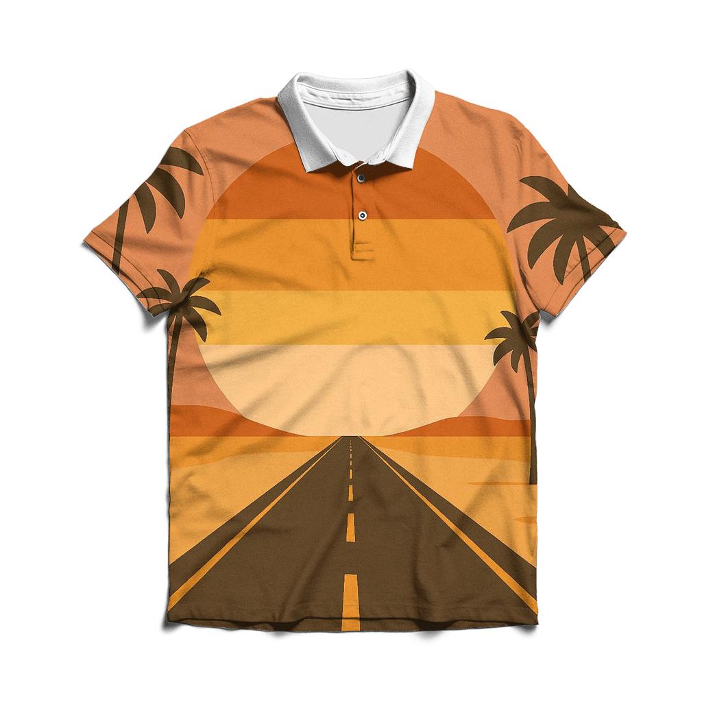 Sunset Boulevard Striped Horizon casual sports polo shirts