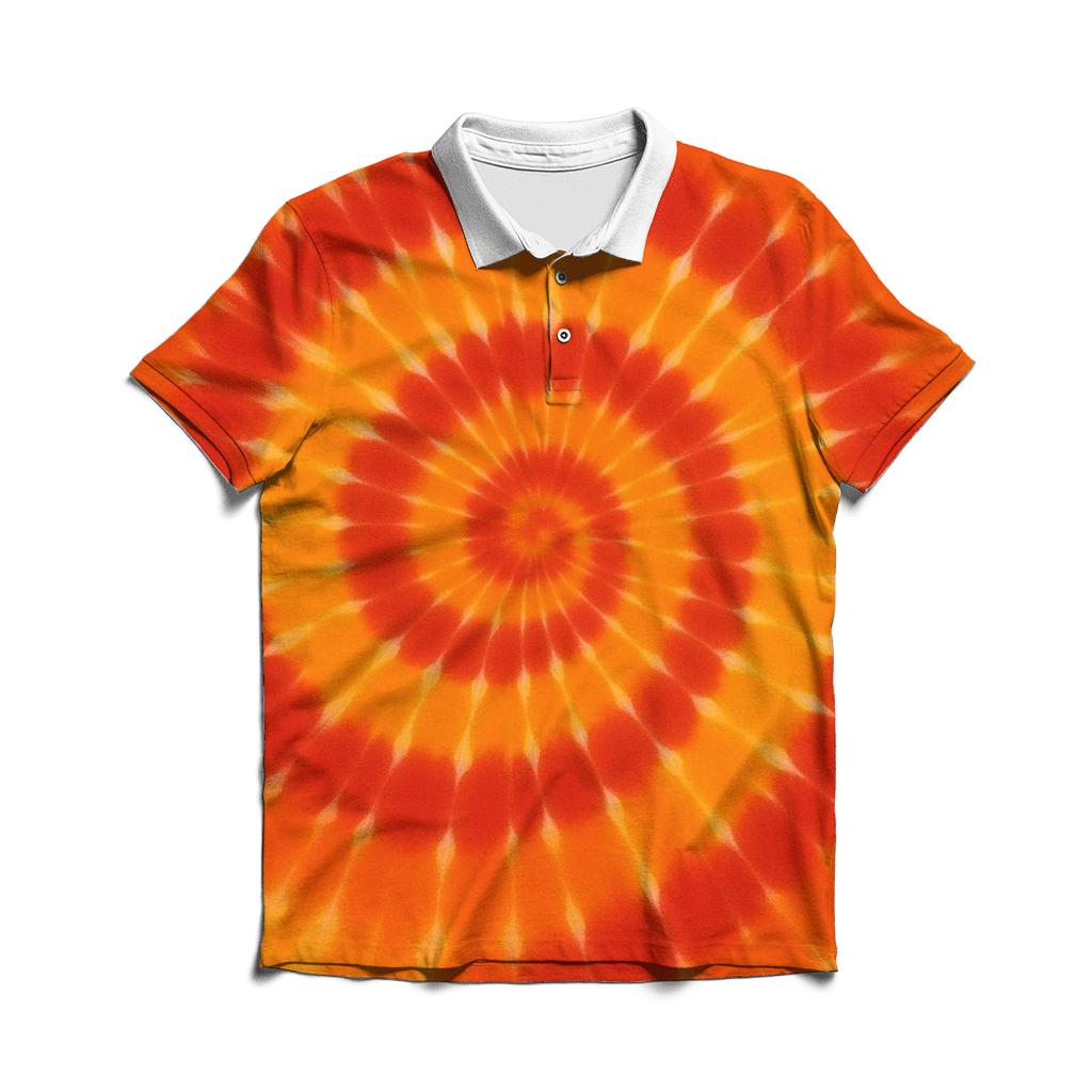 Solar Flare Spiral Mandala embroidered polo tops