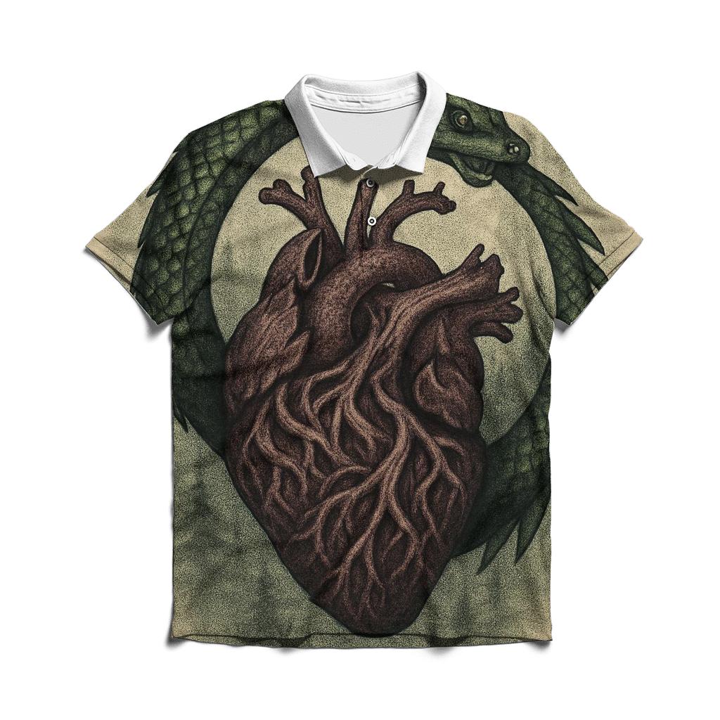 Forest Heartbeat Ouroboros premium cotton polo shirts