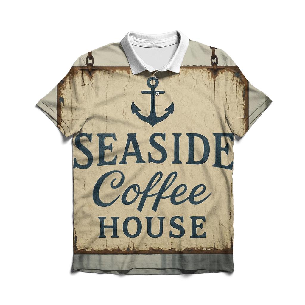 Old Harbor Coffee House Signboard personalized polo shirts