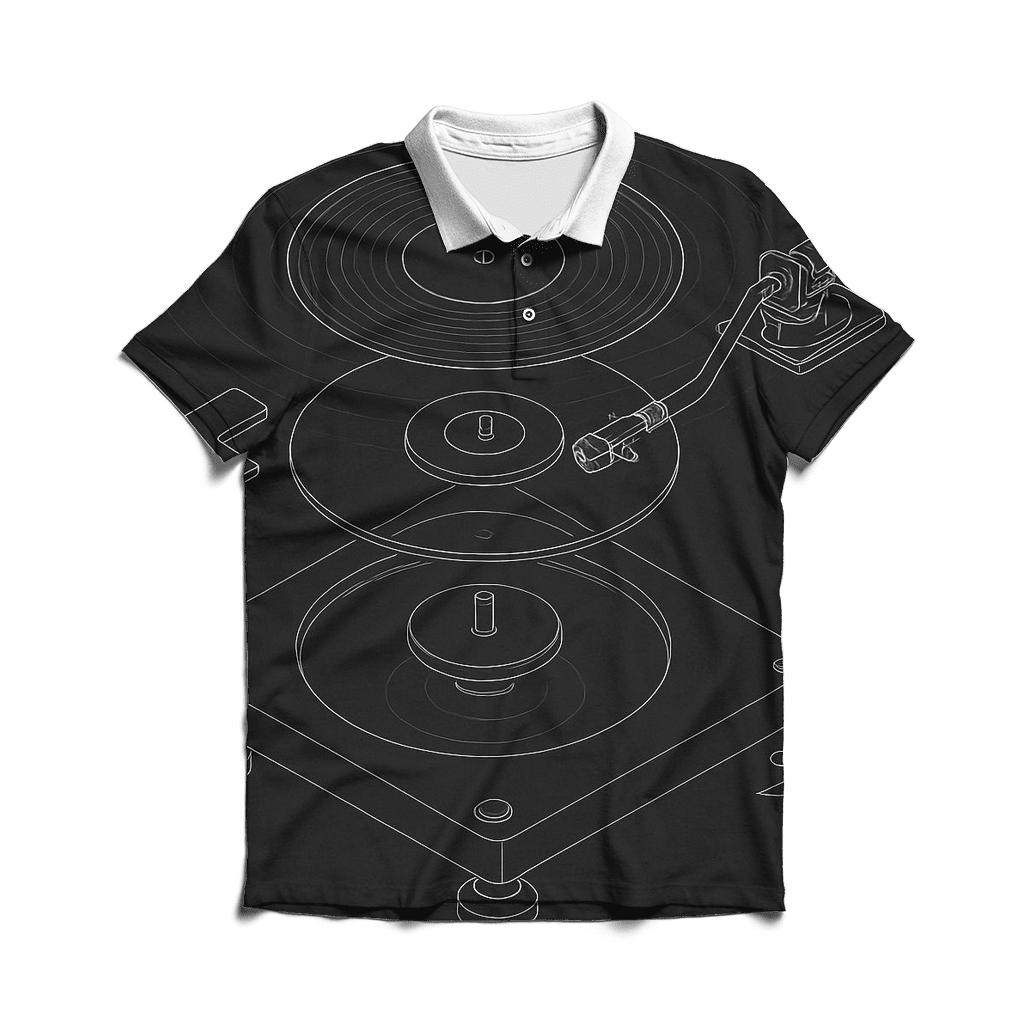 Monochrome Turntable Blueprint embroidered polo tops
