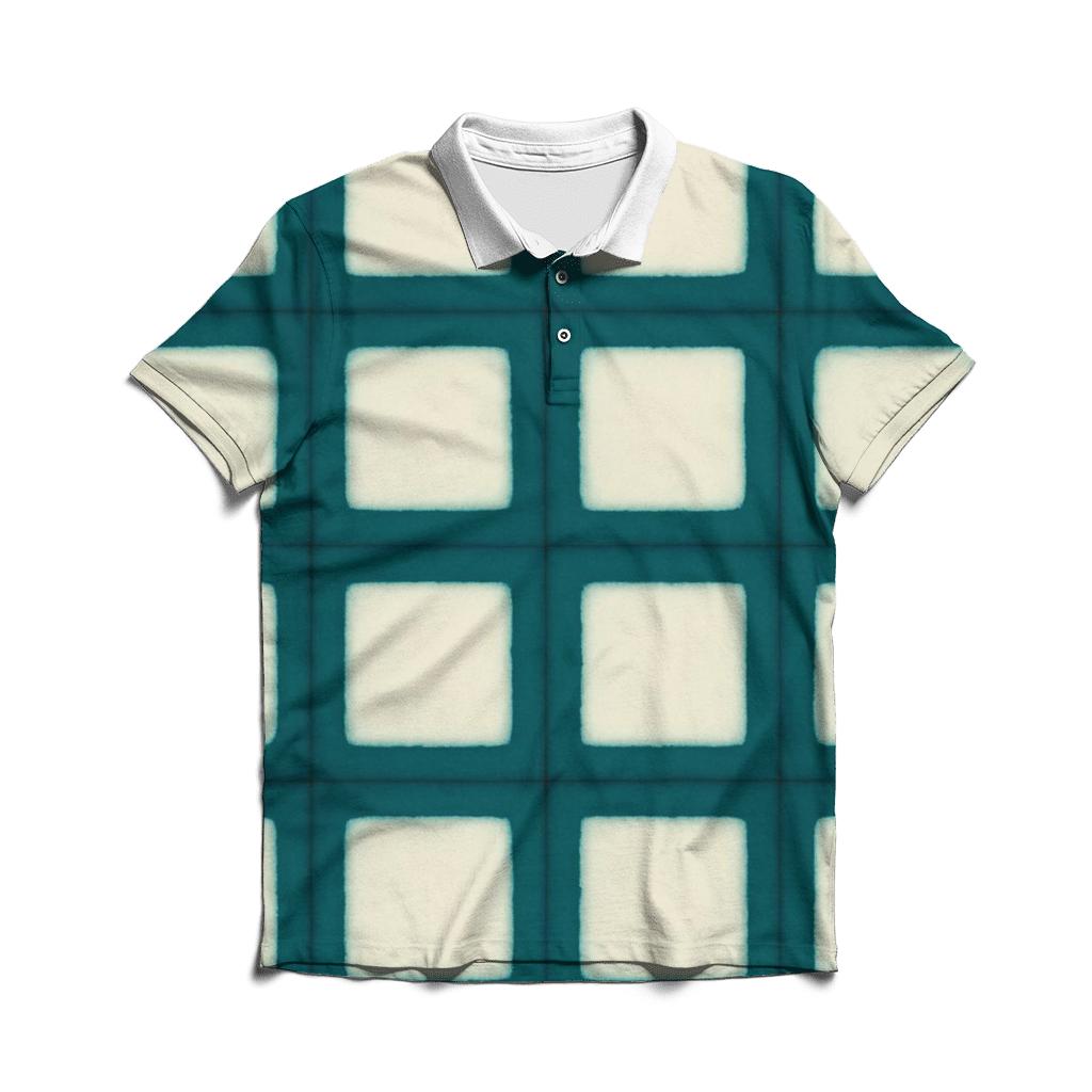 Teal Itajime Window Grid stylish collar polo tees