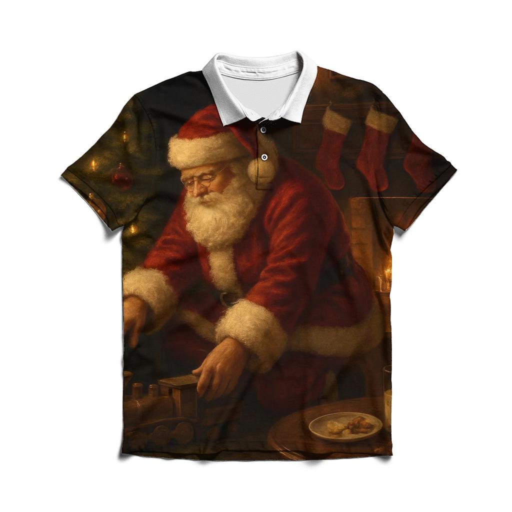 Midnight Santa Visit By The Hearth classic pique polos