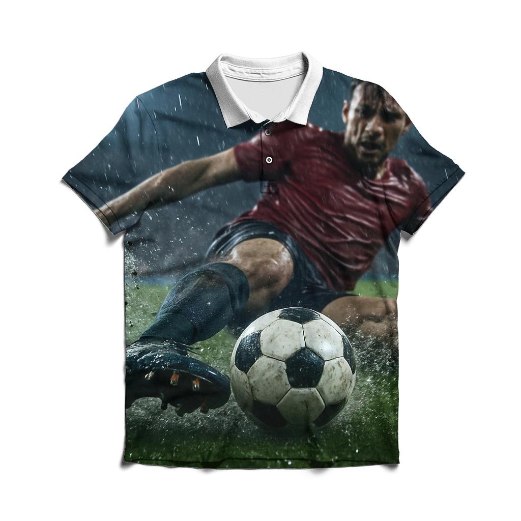 Rain Soaked Football Glory personalized polo shirts