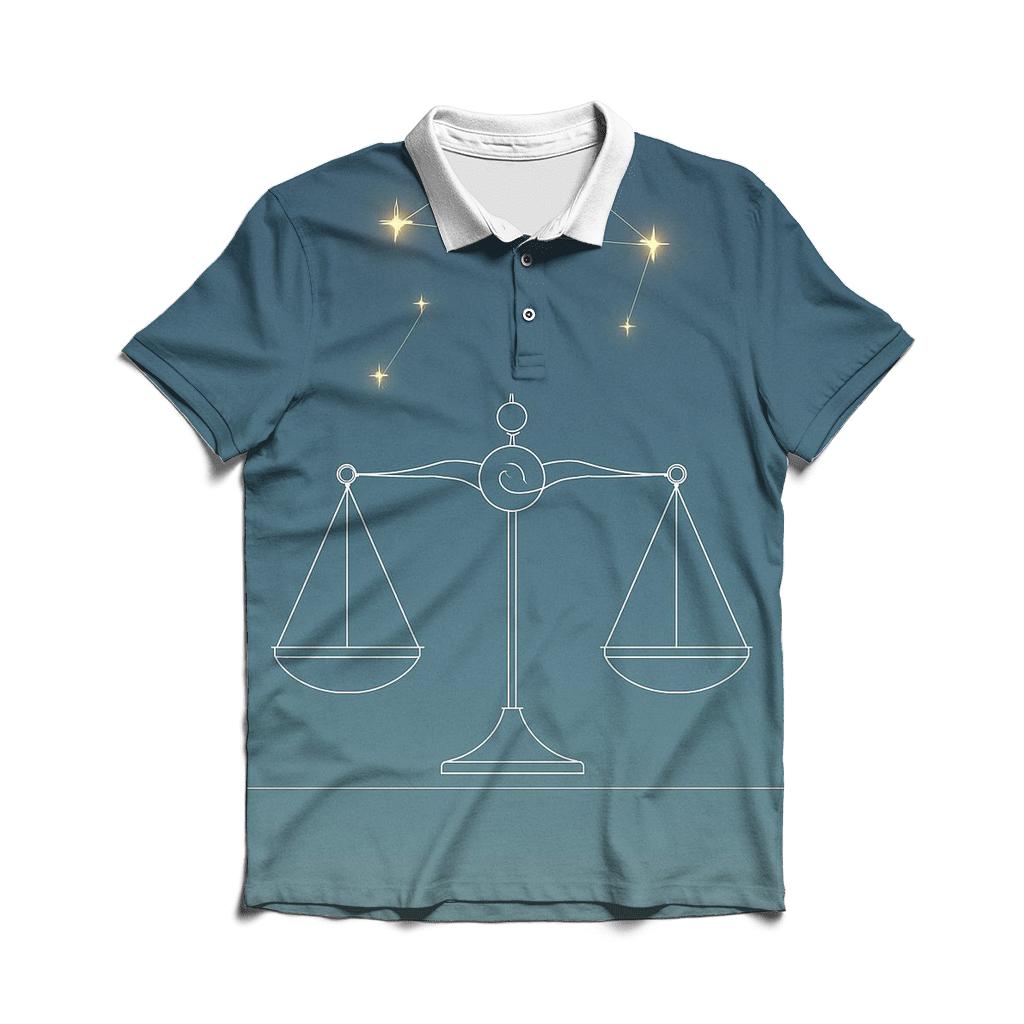 Libra Starlit Equinox Scales casual sports polo shirts