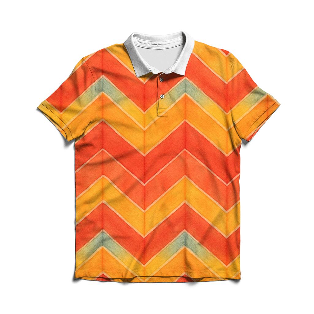 Sunset Chevron Accordion Waves embroidered polo tops