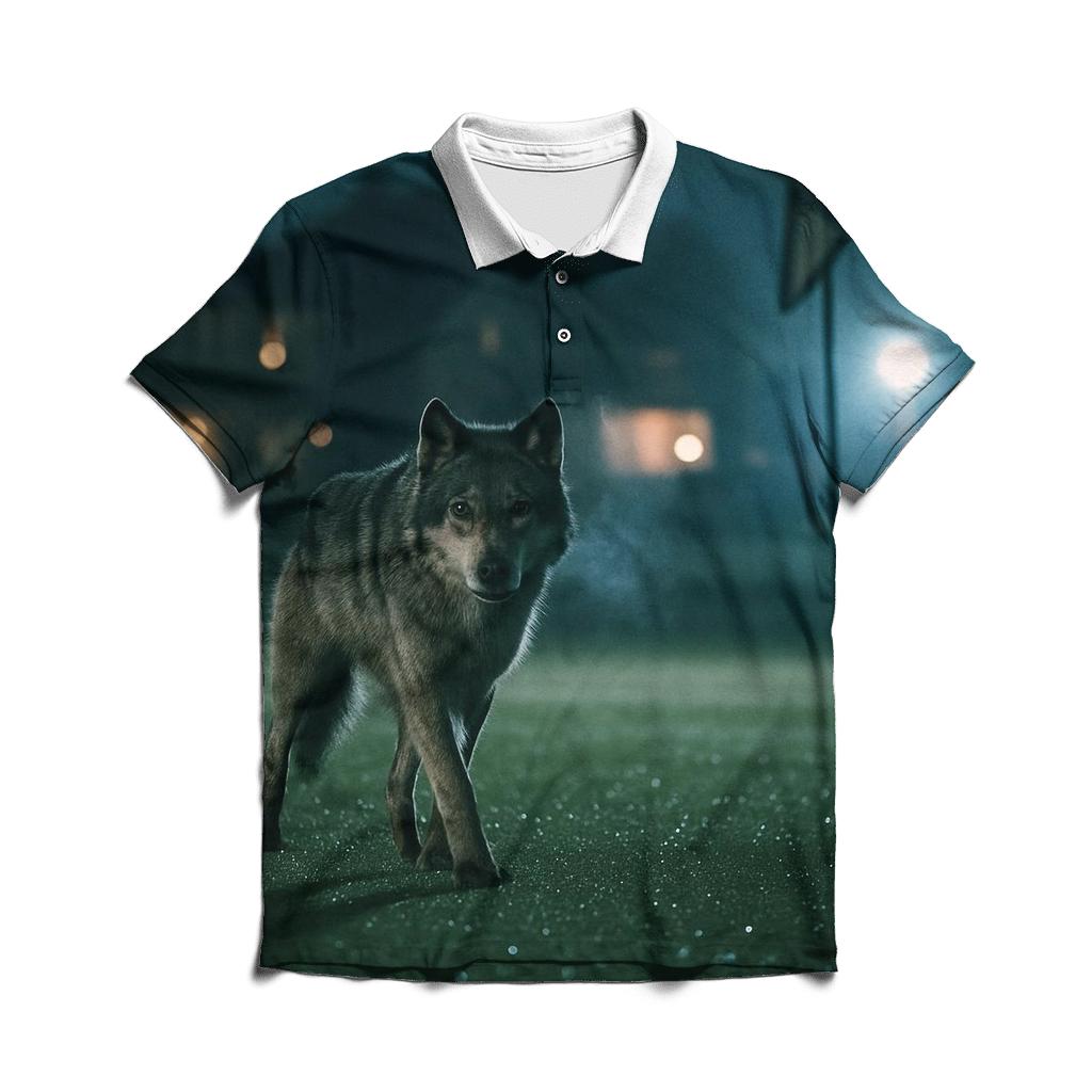 Suburban Golf Course Night Wolf embroidered polo tops