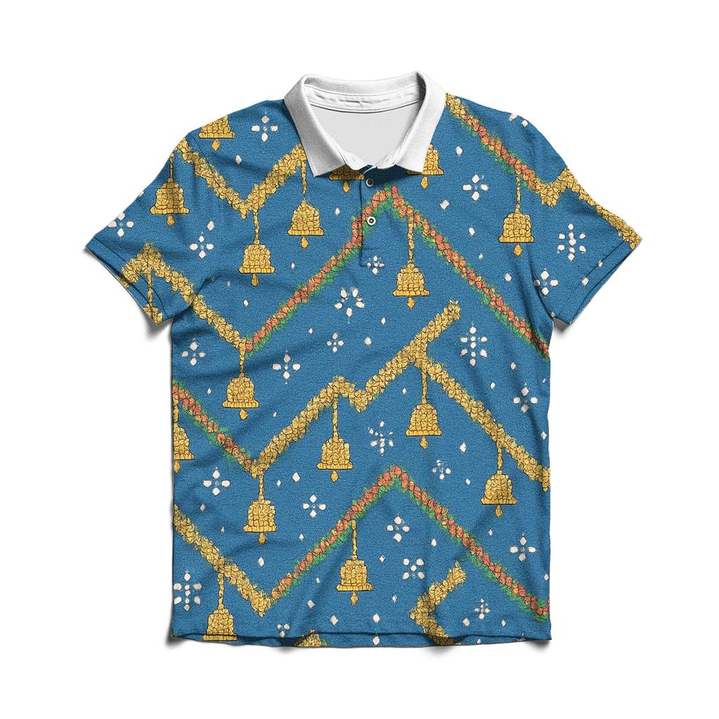 Blizzard Bell Zigzag Path Design embroidered polo tops