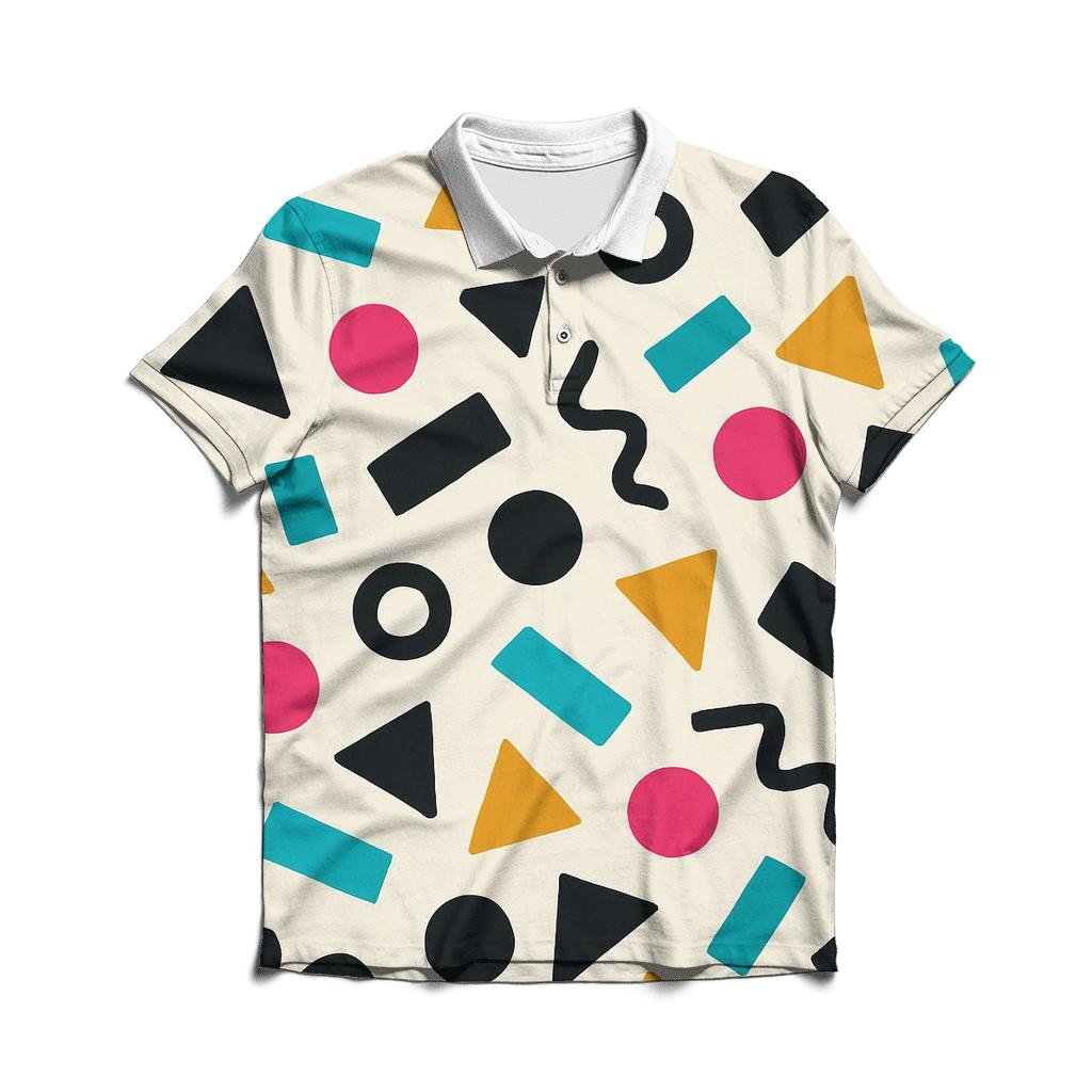 Memphis Flash Pattern embroidered polo tops