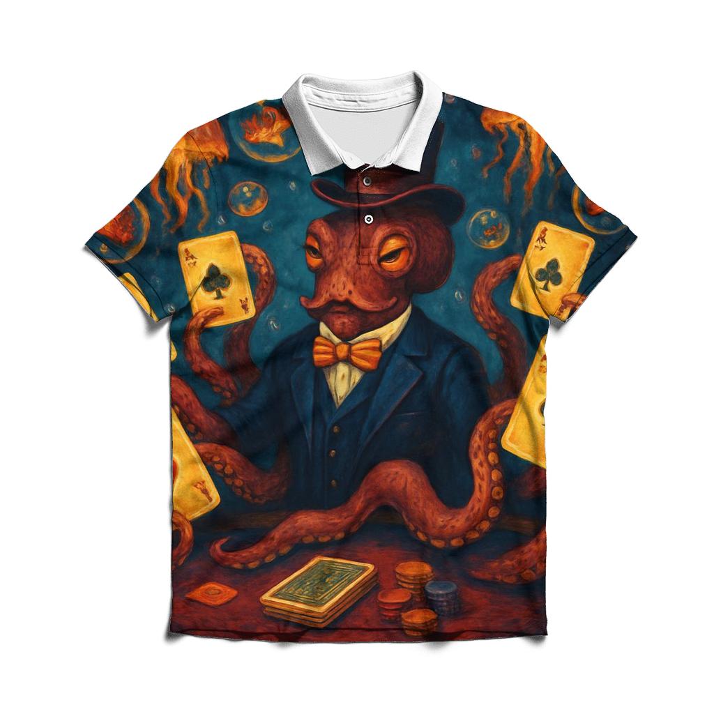 Card Dealer Octopus stylish collar polo tees