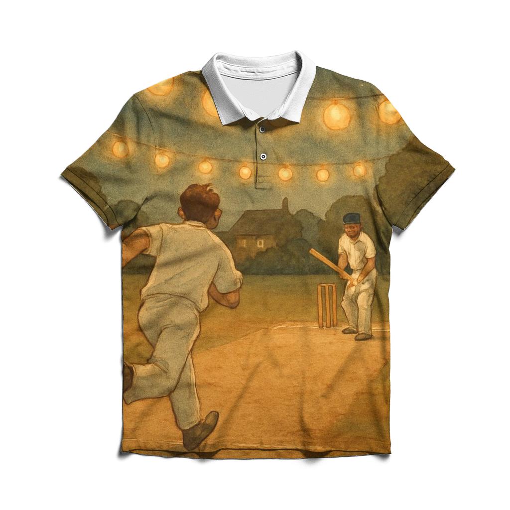 Nighttime Cricket Under Lanterns casual sports polo shirts