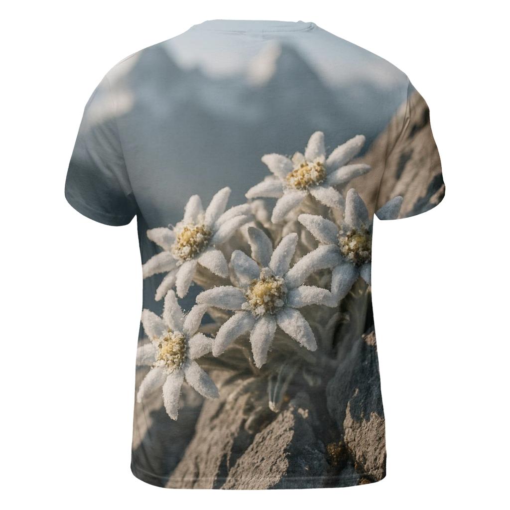 Alpine Edelweiss On Wind Carved Ridge vibrant all-over design tees