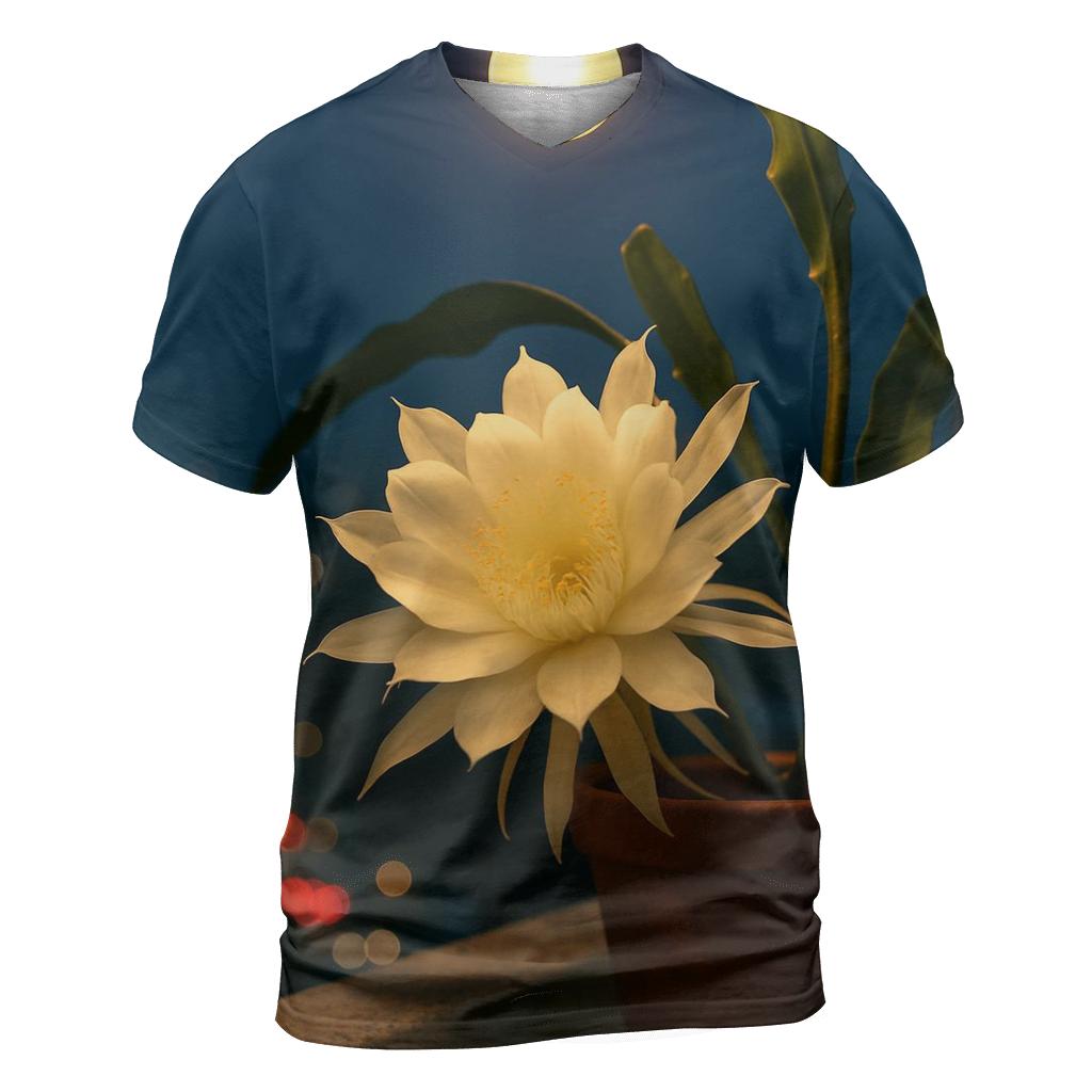 Night Blooming Cereus In Urban Balcony Glow artistic all-over print tops