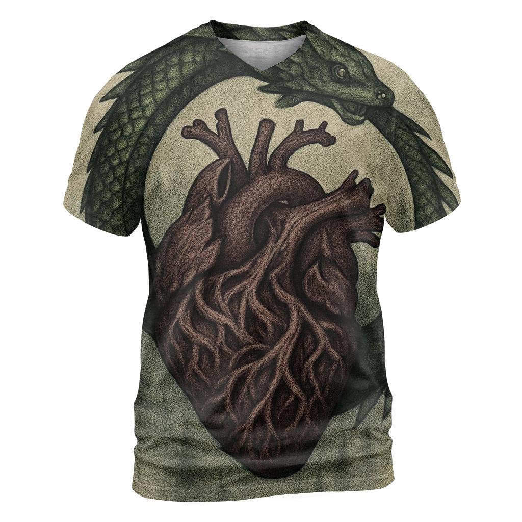 Forest Heartbeat Ouroboros artistic all-over print tops