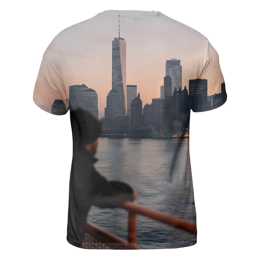 Harbor Ferry Dawn Approach To Lower Manhattan custom all-over print shirts