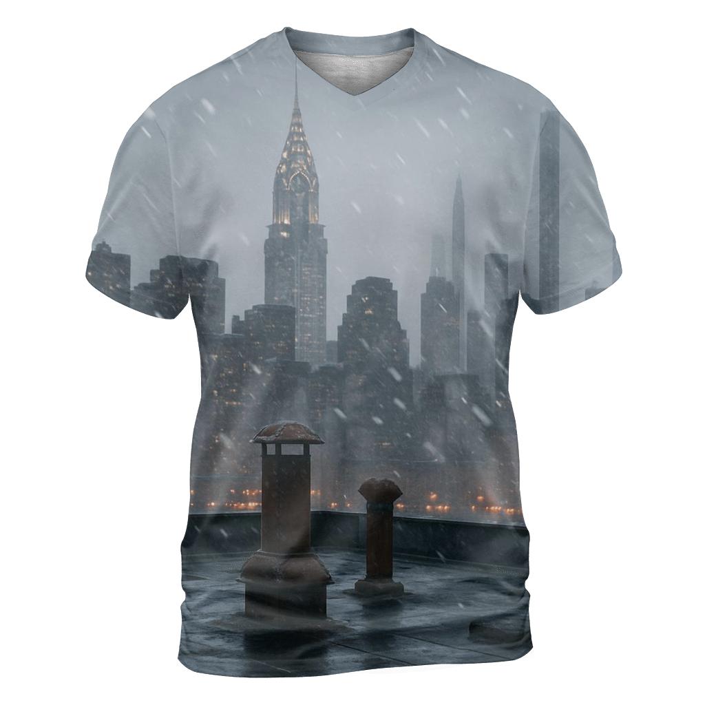 Snow Squall Over Midtown From Queens Rooftop custom all-over print shirts