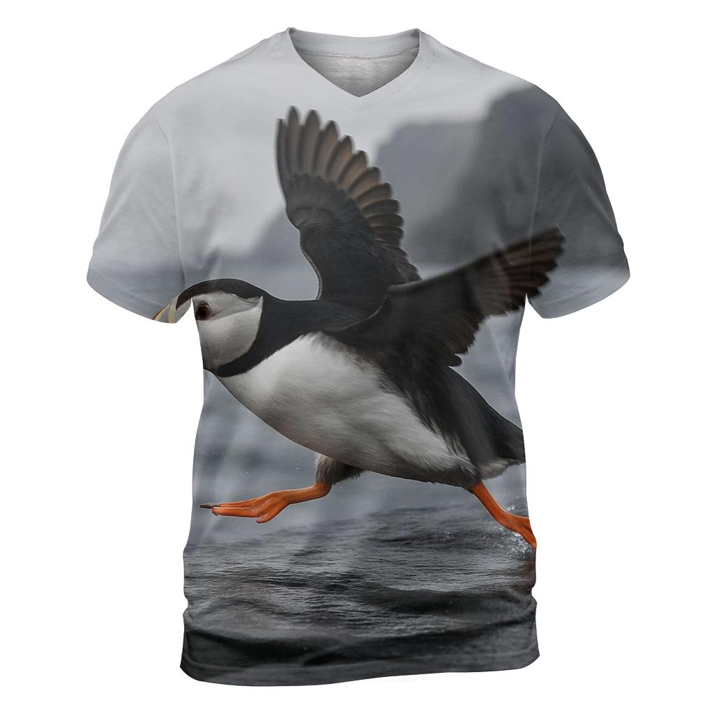 Sea Cliff Puffin Launch vibrant all-over design tees