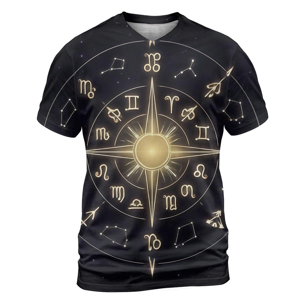 Galactic Zodiac Compass Rose statement graphic shirts