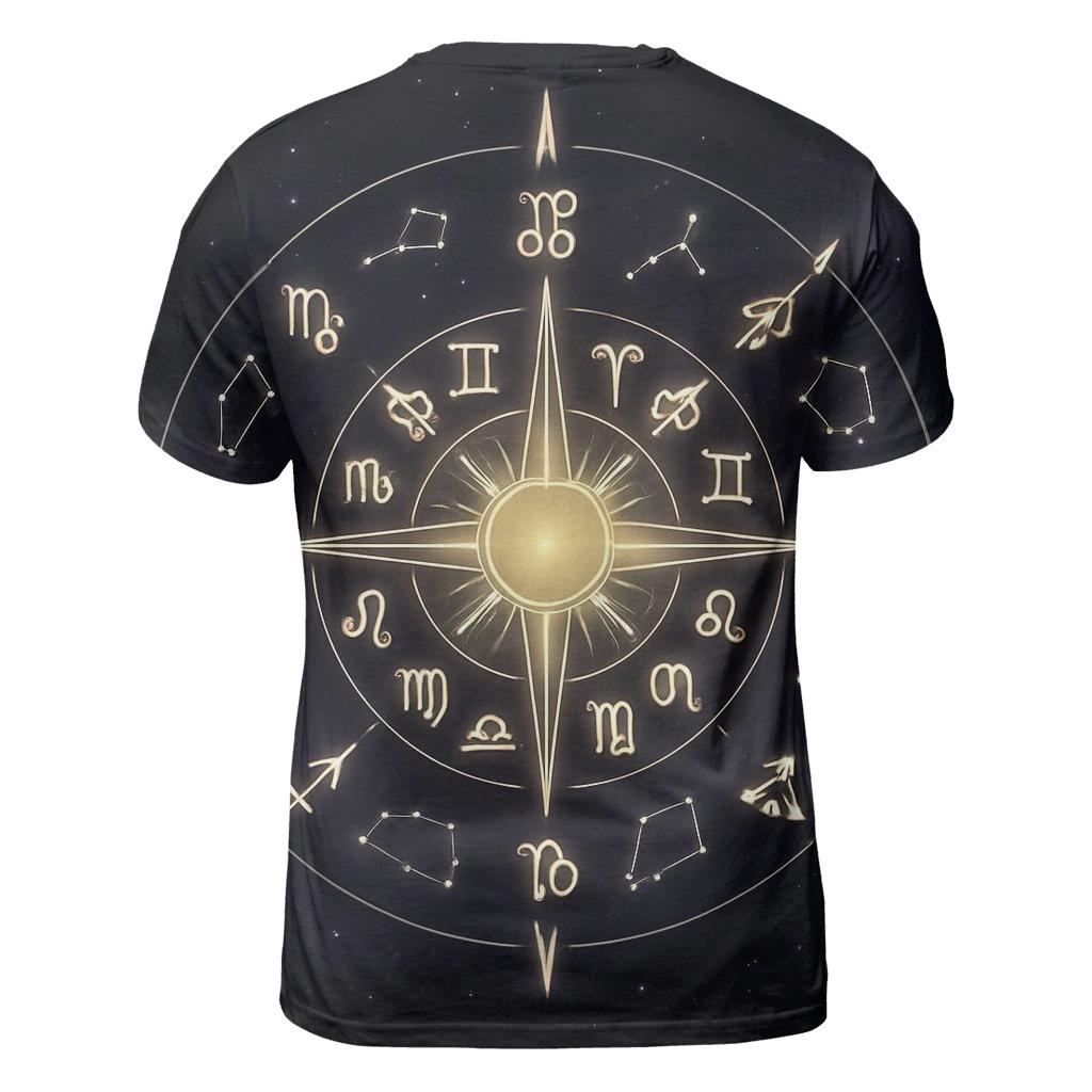 Galactic Zodiac Compass Rose statement graphic shirts