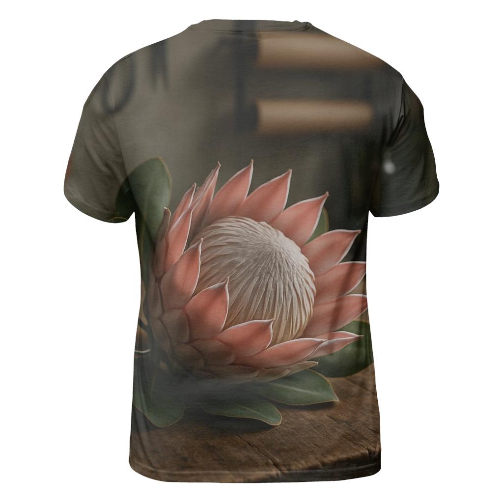 Protea Study On Weathered Workbench artistic all-over print tops