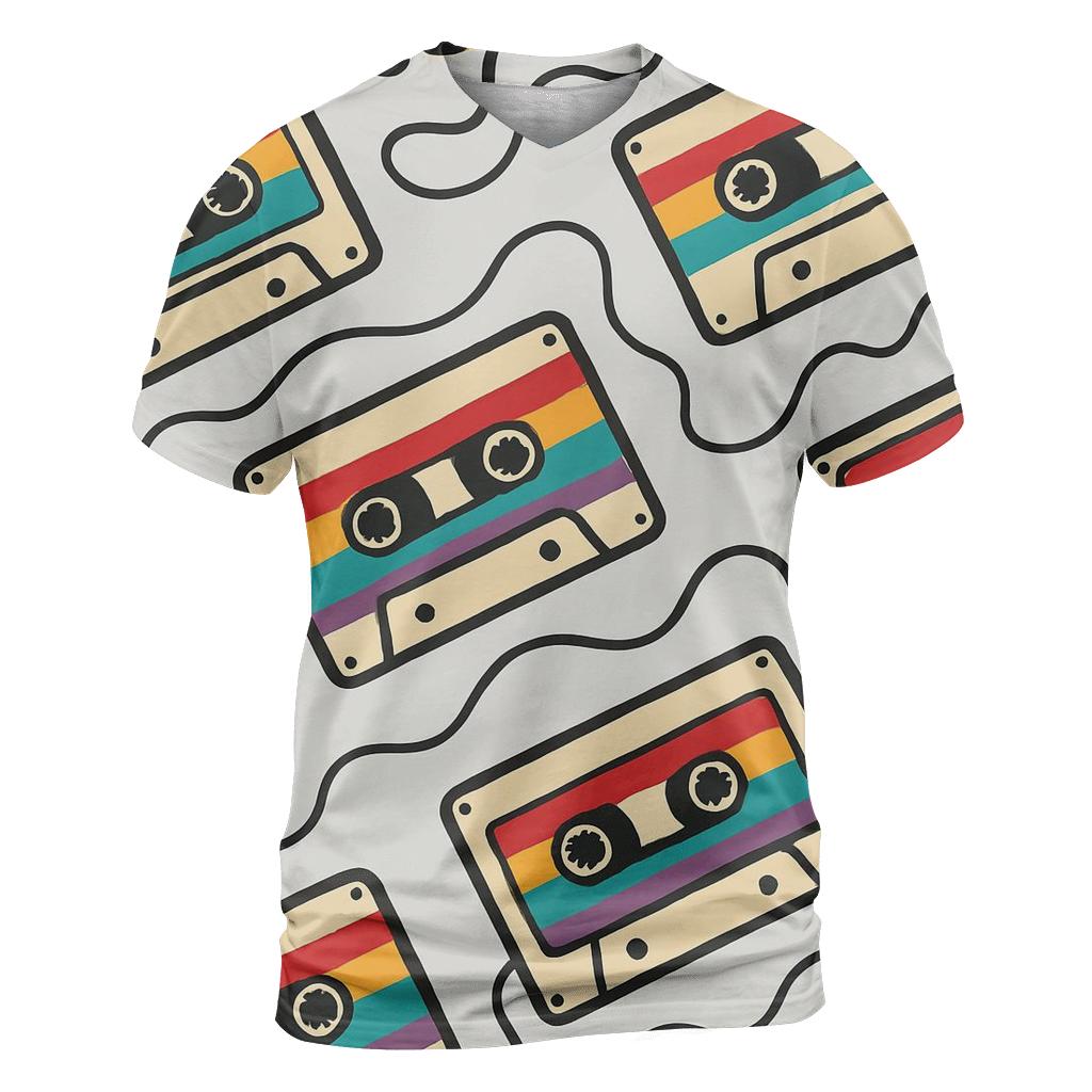Cassette Rainbow Waves unique graphic print tees