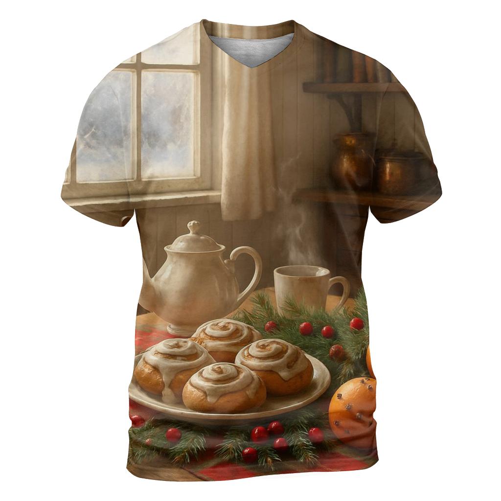 Christmas Breakfast In The Sunlit Kitchen designer pattern shirts