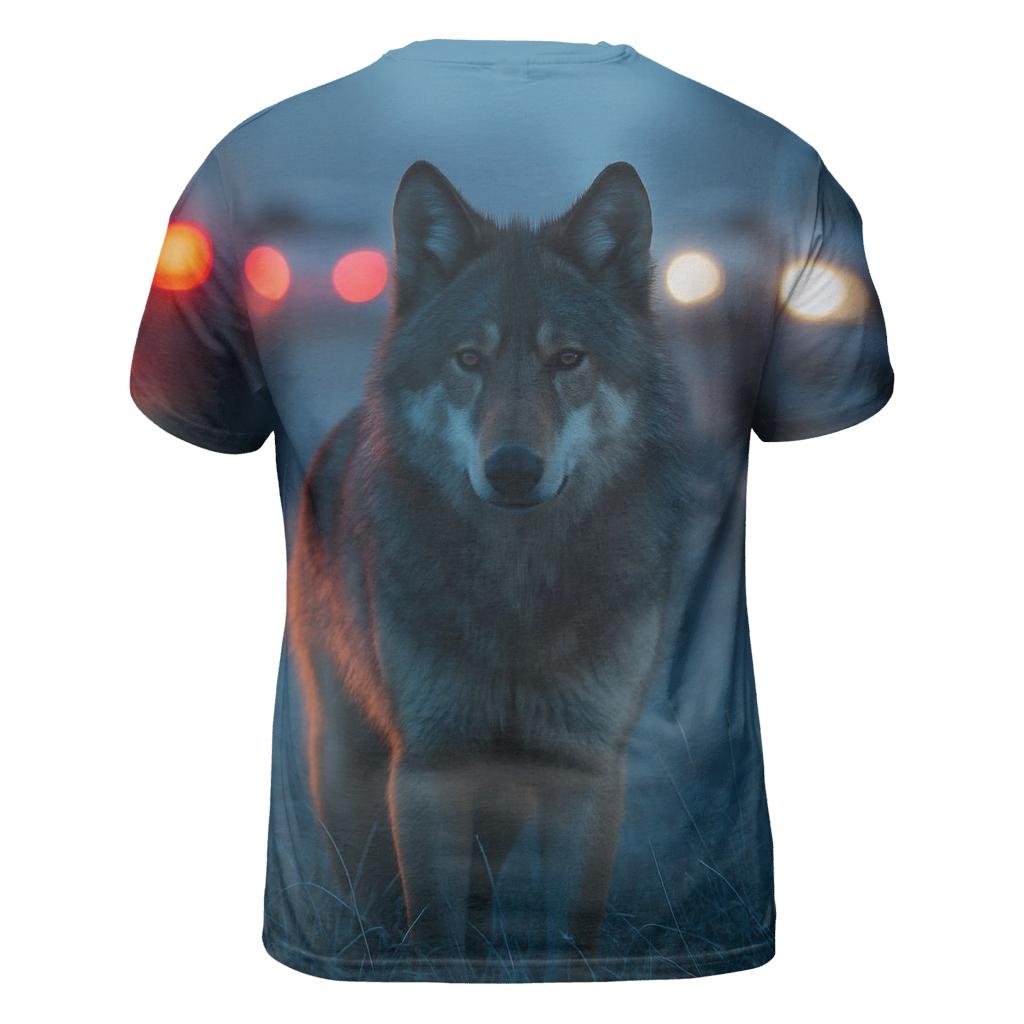 Highway Median Watching Wolf trendy printed shirt styles