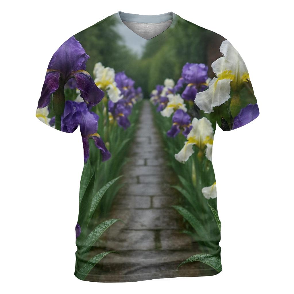 Iris Border Beside Rain Slicked Path statement graphic shirts