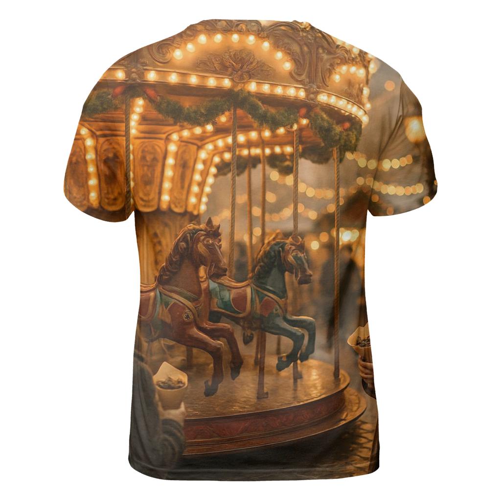 Christmas Market Carousel At Golden Hour vibrant all-over design tees