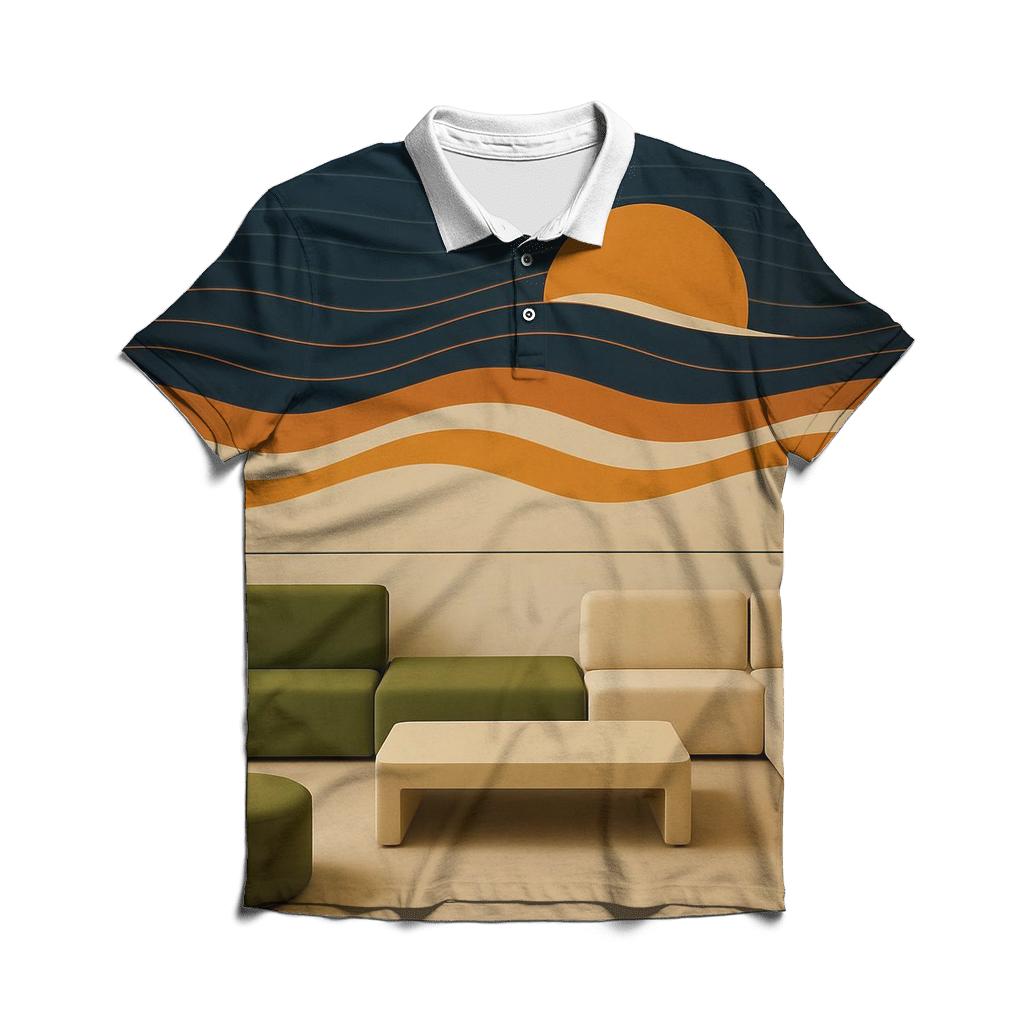 Futuristic Lounge Synth Waves branded logo polo shirts